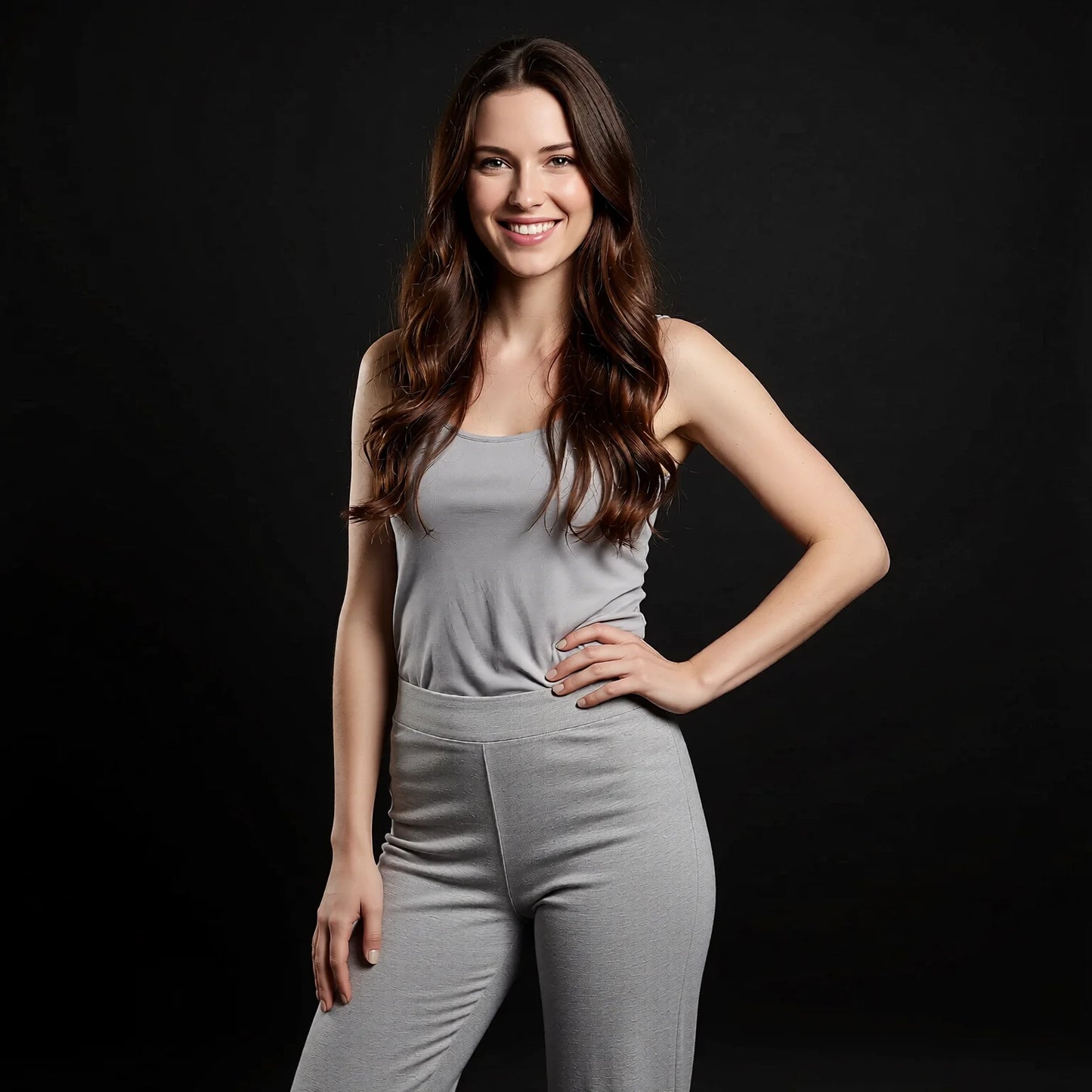 High Waisted Flared Leggings for Women Plus Size - Grey & Black