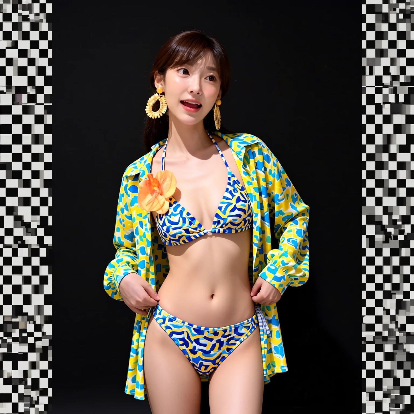 Conservative bikini swimsuit with long sleeve sun-protective shirt & shorts