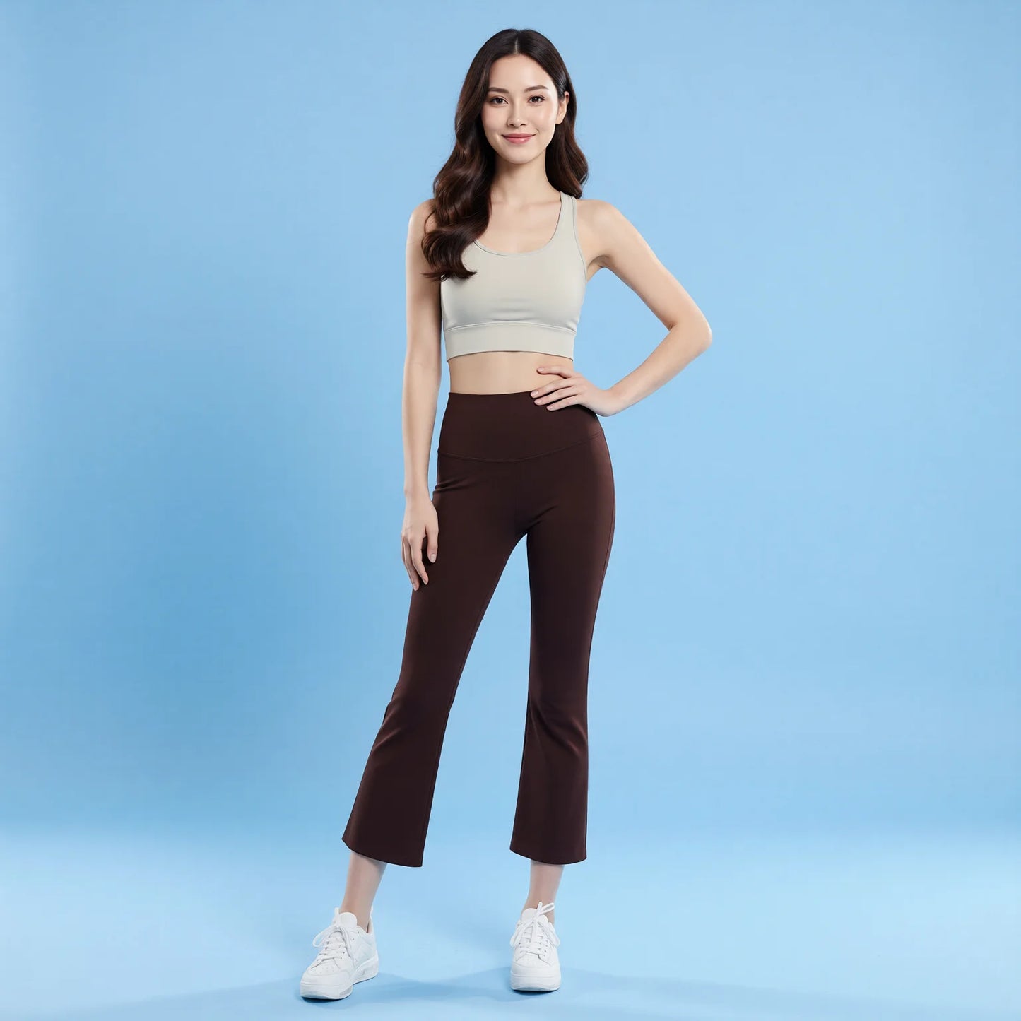High Waisted Flared Yoga Pants Women - Cropped Micro Flare Fitness Leggings