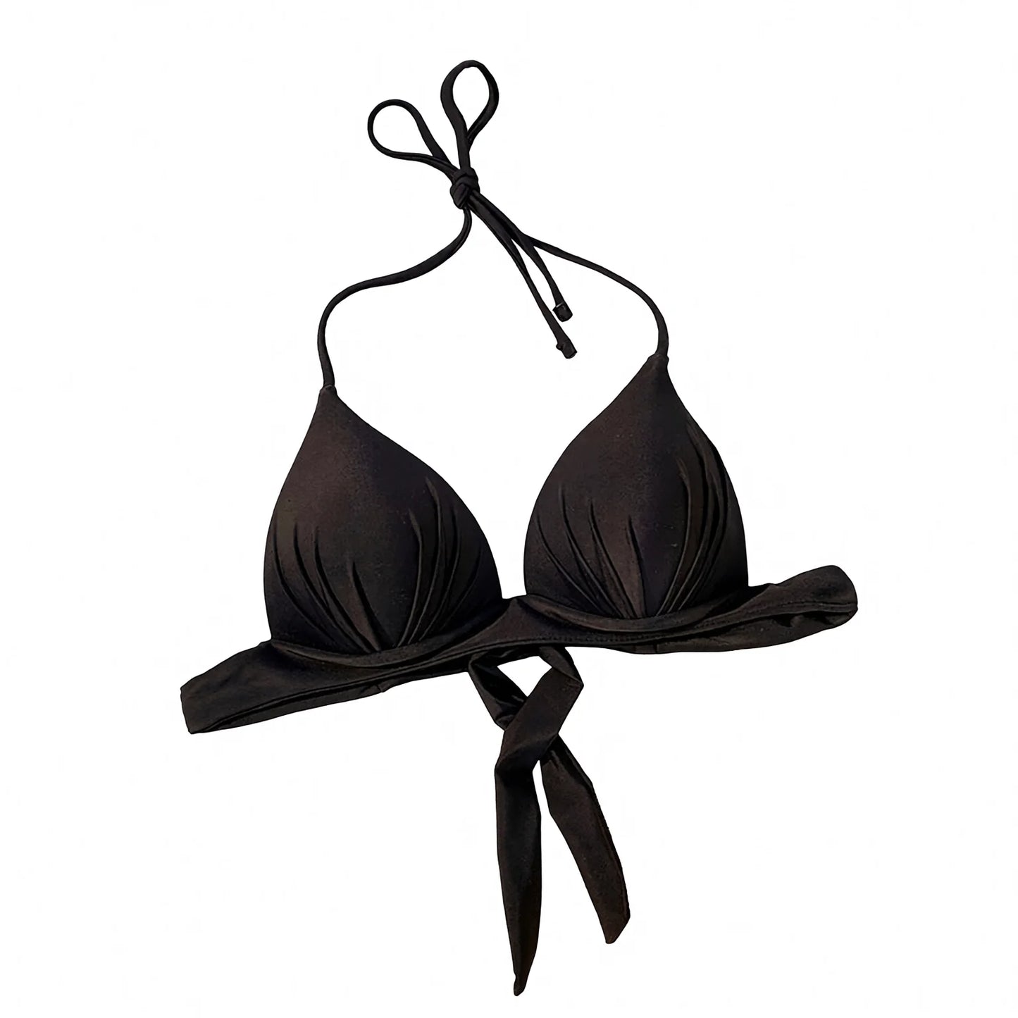 Tie-strap triangle bikini with plunging neckline