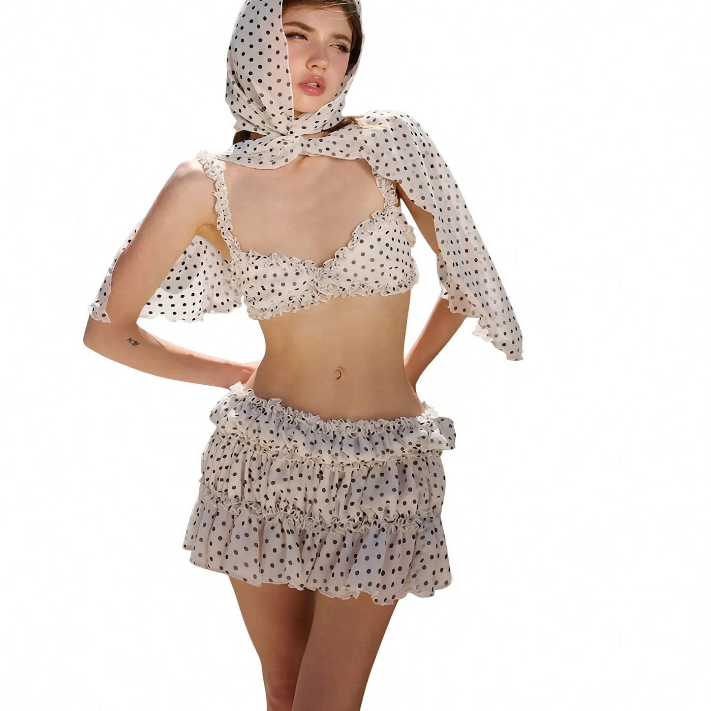 Retro Polka Dot Lingerie Set