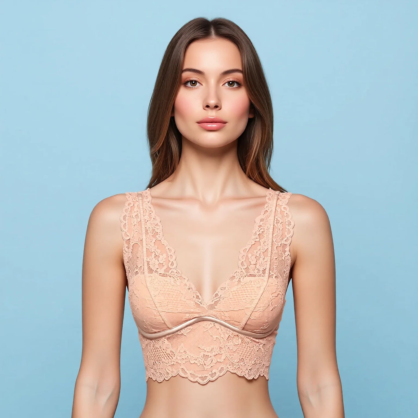 French Lace Camisole Bra Apricot