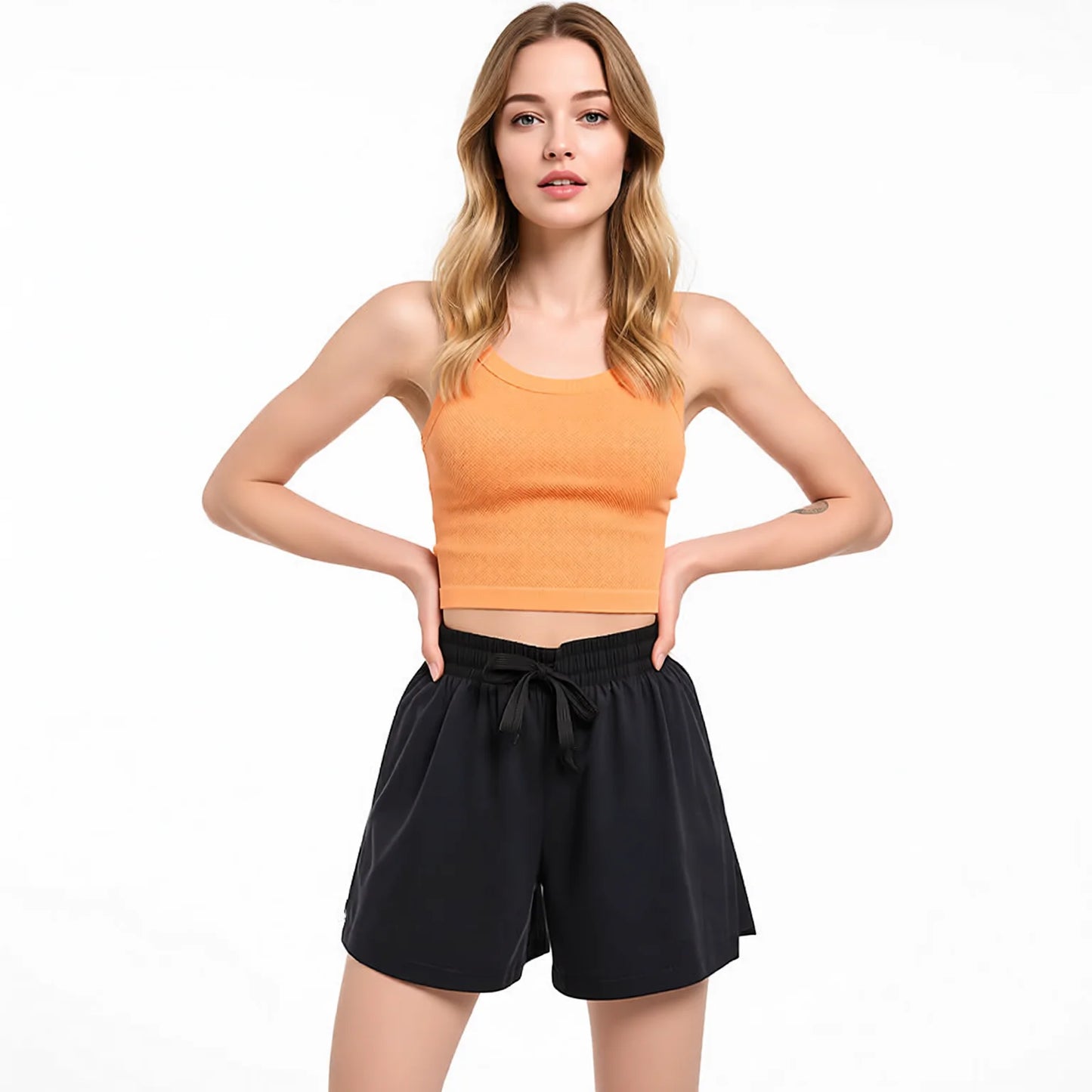 Tie-Waist Summer Active Shorts - Ice Silk Quick-Dry Drawstring High-Waist Yoga Shorts