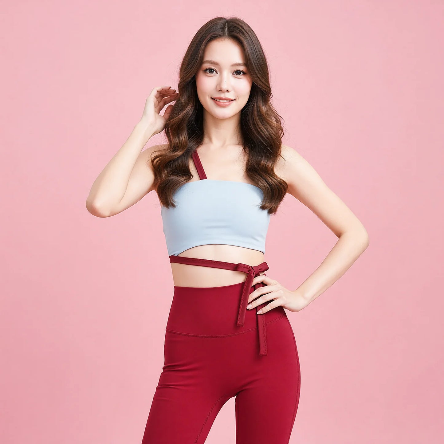 Design Strap Sports Bra & High-Waist Leggings Set - Padded Athletic Lingerie