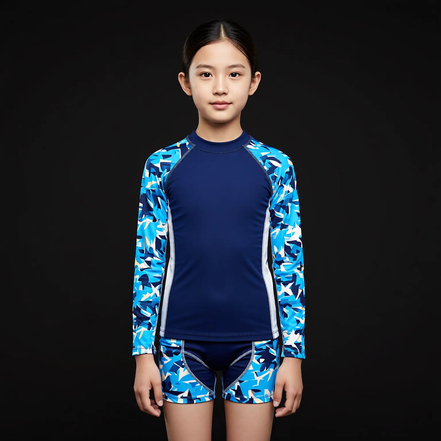 Kids UPF50+ Rash Guard Long Sleeve Long Pants Family Swimwear