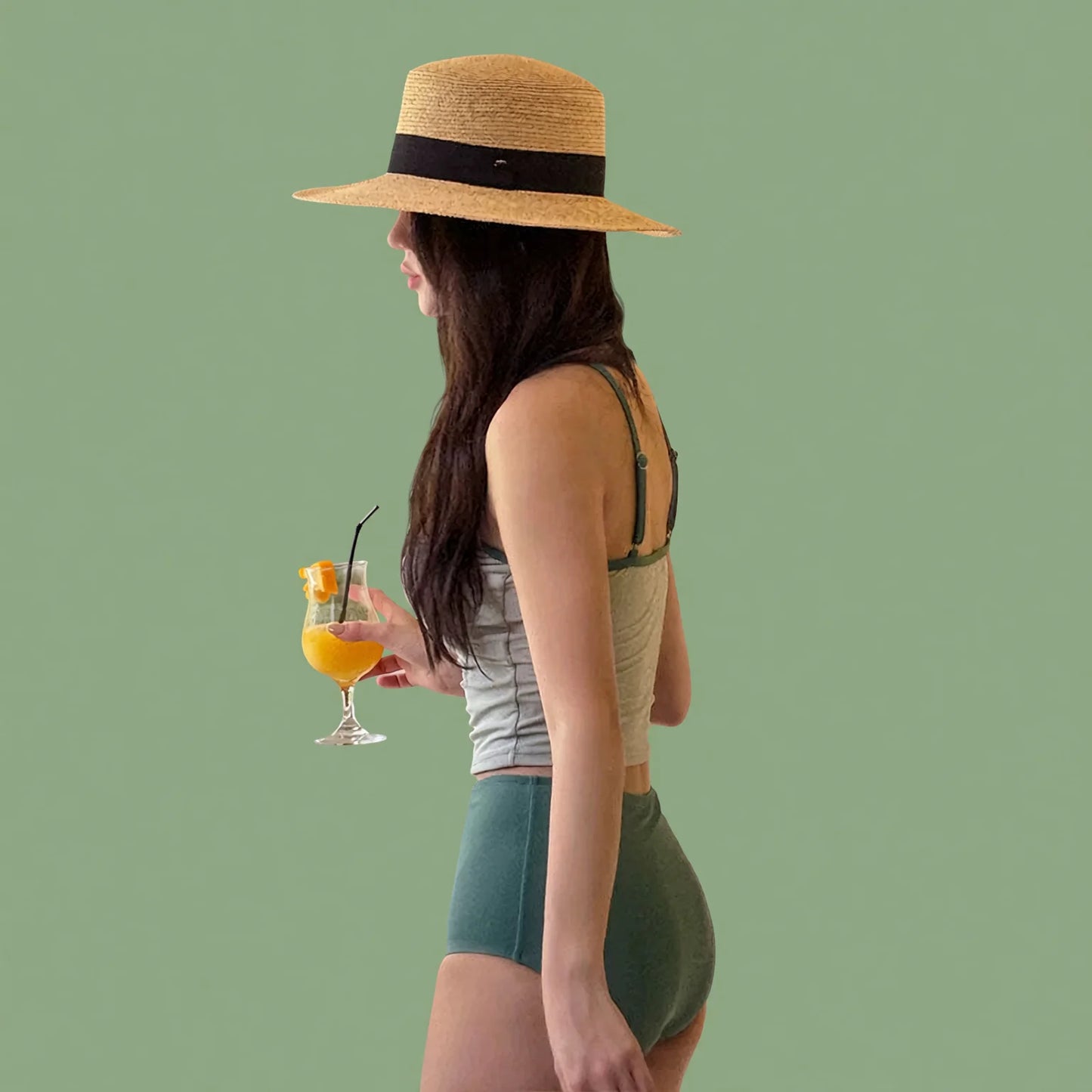 ins style conservative two-piece swimsuit, high waist tummy control, slim fit, summer resort & spa swimwear