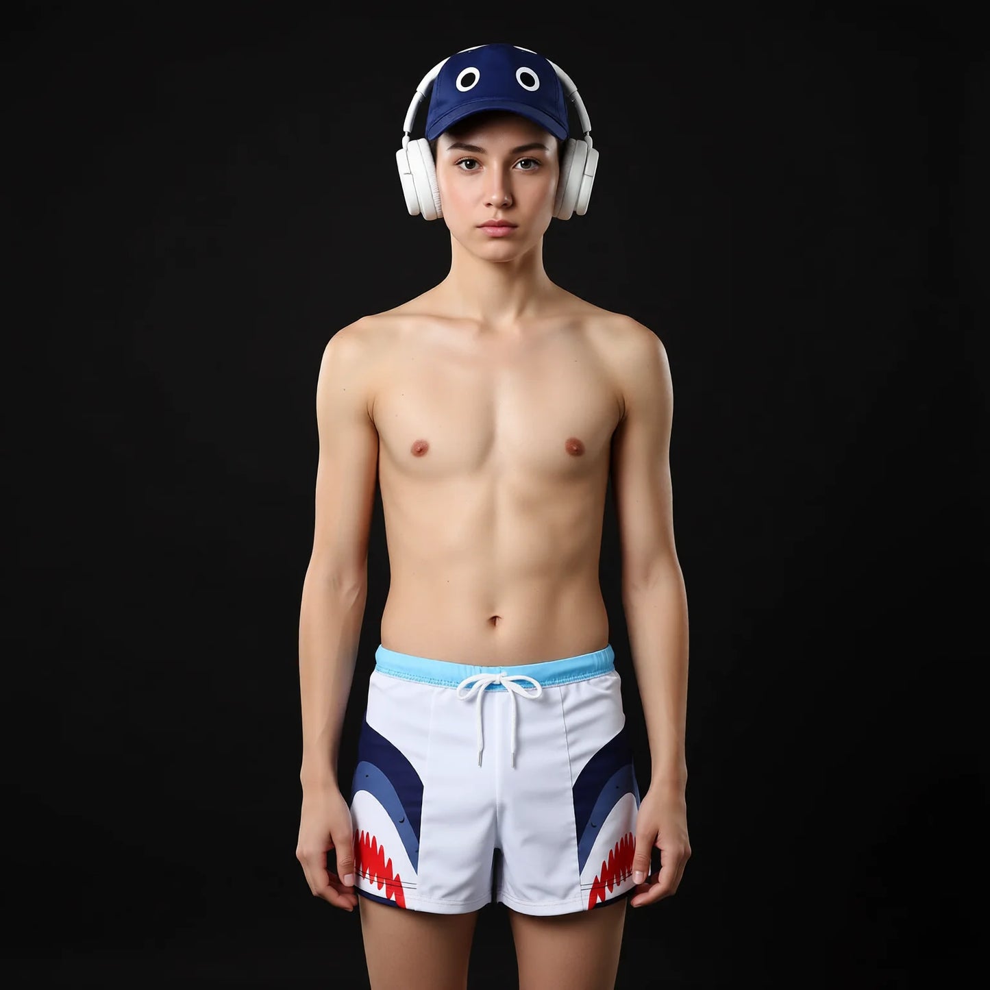 Children's Cartoon Swimwear Trunks & Caps