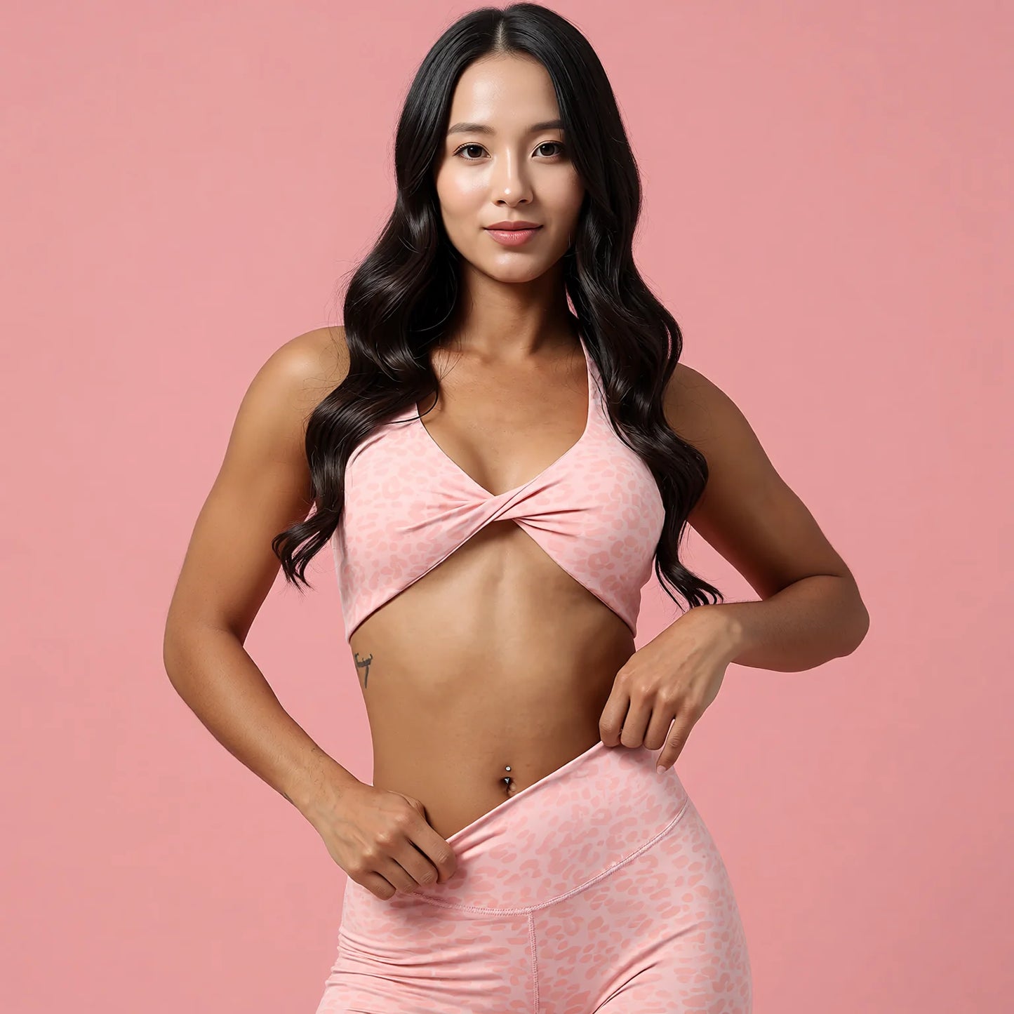 Twist-Back Bra with Leopard Print - Premium Sports & Yoga Bra