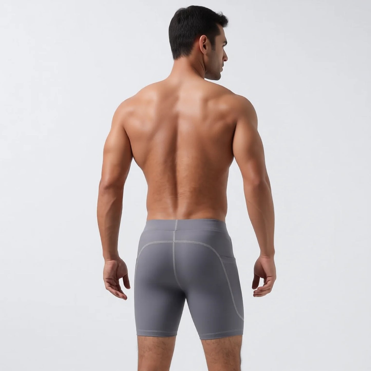 Men's Ultra-Stretch Compression Shorts with Pockets - Charcoal Grey, Black, White