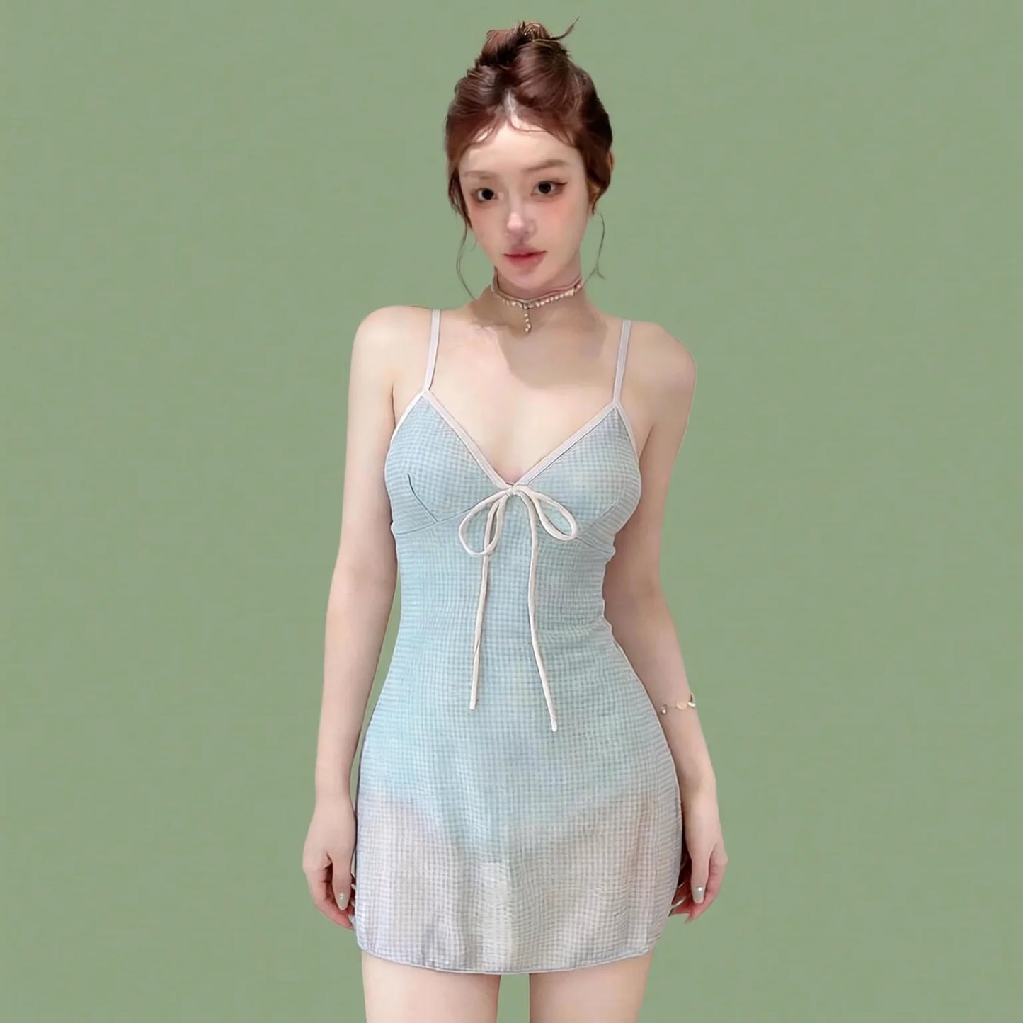 mint green linen dress swimsuit seamless shapewear