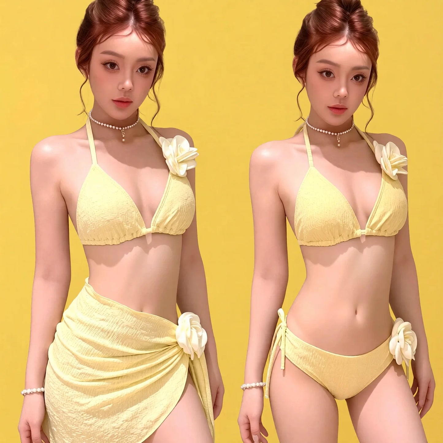 Tender Yellow Four-Piece Set Thai Island Resort Swimwear