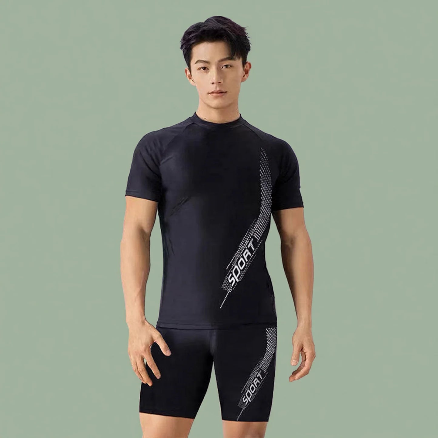 Men's Sportswear Swim Shorts Set - Five Inch Trunks & T-Shirt