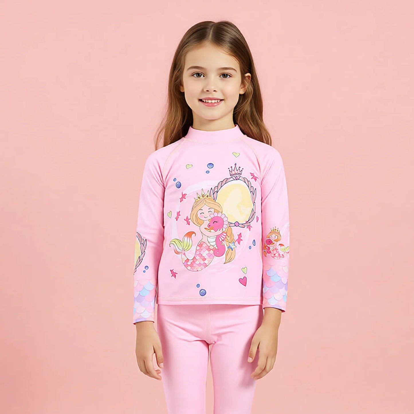 Girls Three-Piece Long Sleeve Print Swimsuit Set EU 36-44 (US XS-XL)