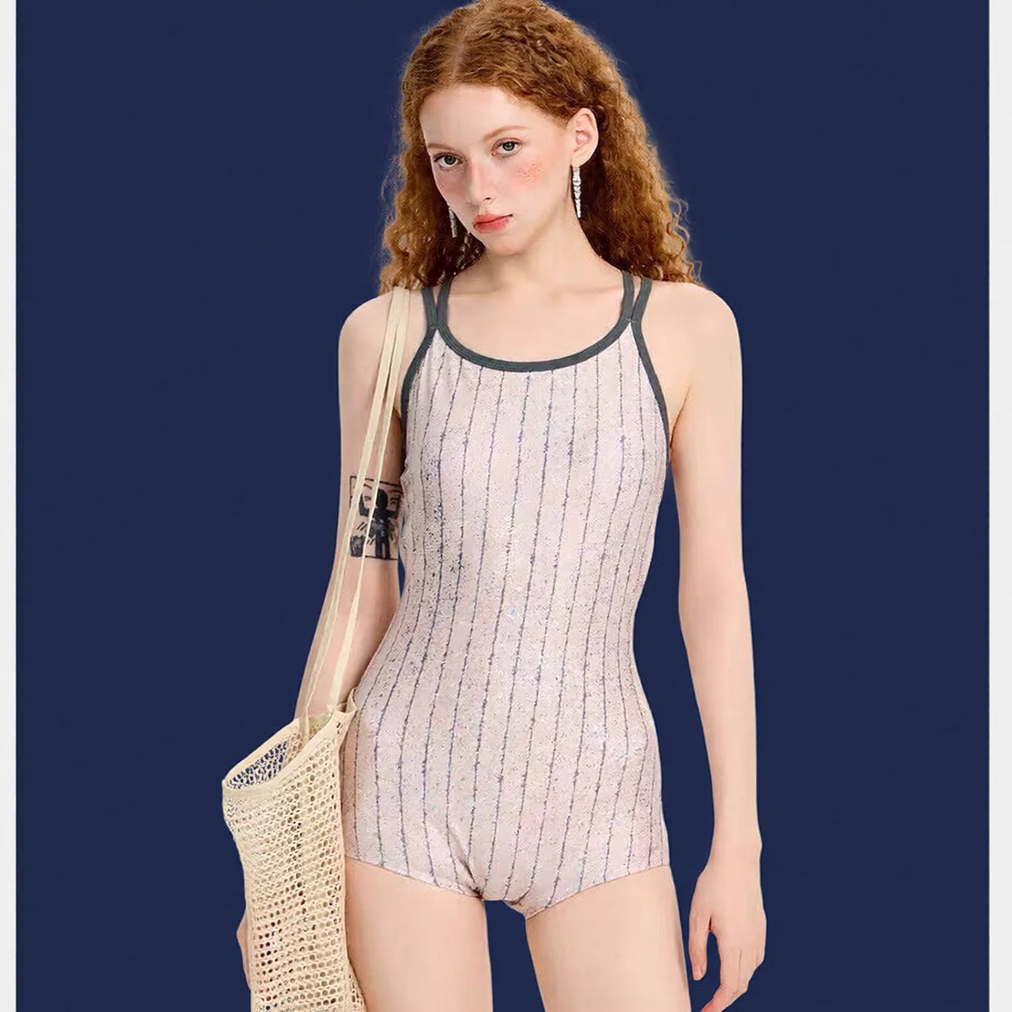 Stripes One-Piece Swimsuit with Chest Pad - EU 36-44 (US XS-XL)