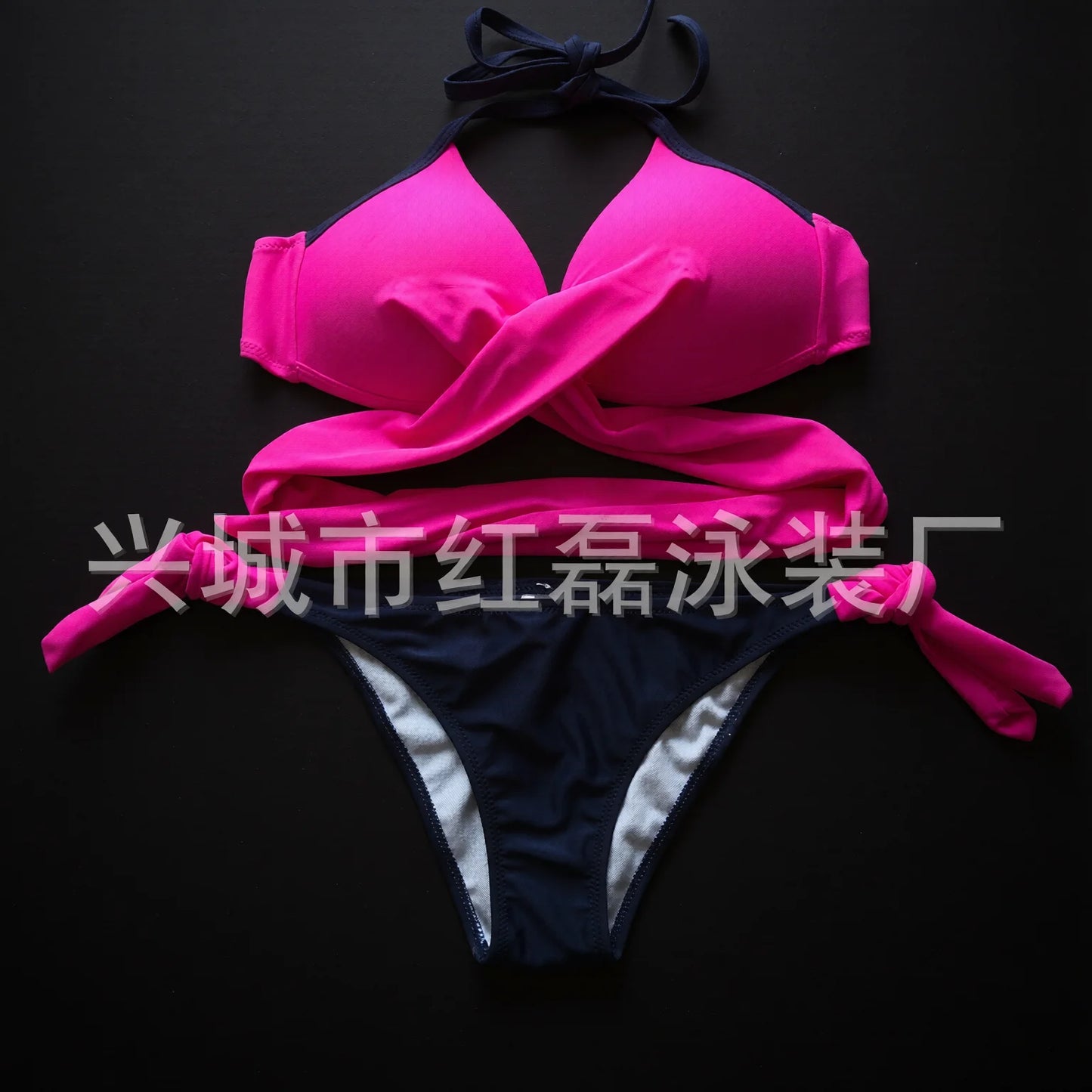 Cross Front Bandeau Bikini Set - Candy Colours High Waisted