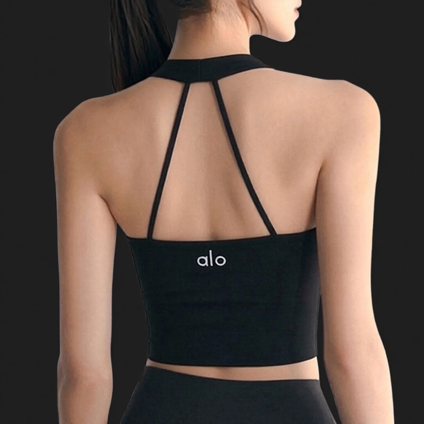 Halter Neck Criss Cross Back Sports Bra with Padded Cups
