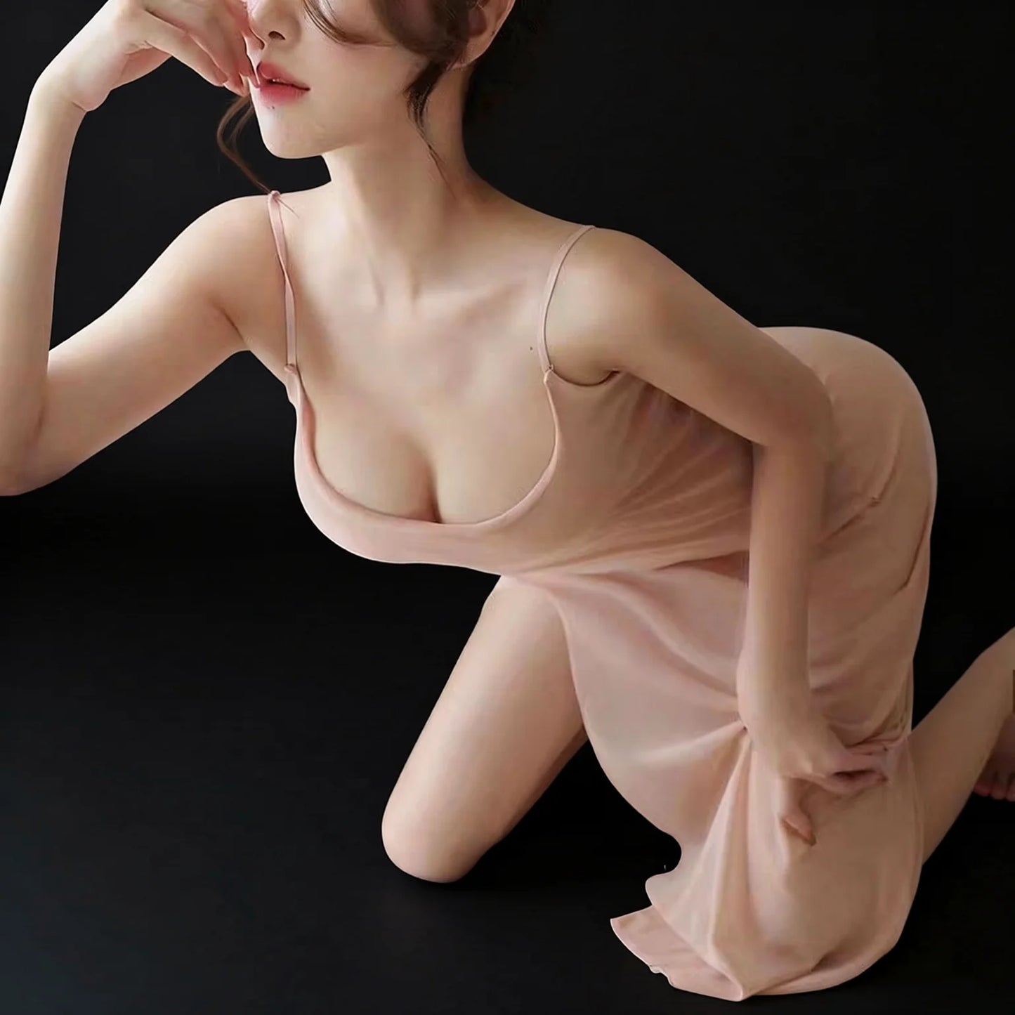Sheer Slit Open Back Cami Mini Dress - Sensual Nightwear for Lingerie Lovers