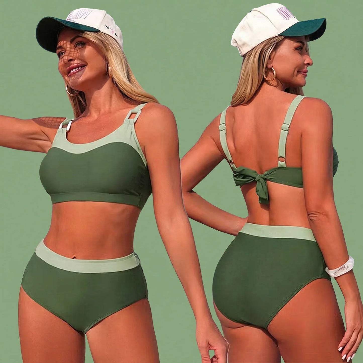 seamless cut sporty bikini high-waist sport bra two piece