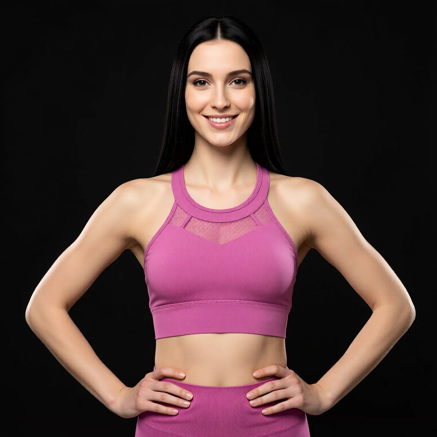 High Support One-Piece Fixed Cup Sports Bra - Breathable Running Fitness Vest