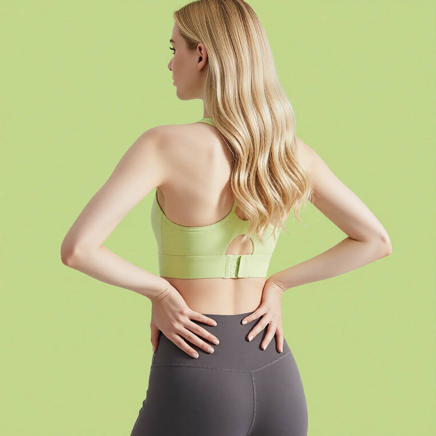 High Intensity Fixed Cup Sports Bra - High Support One-Piece Strappy Back Yoga Bra