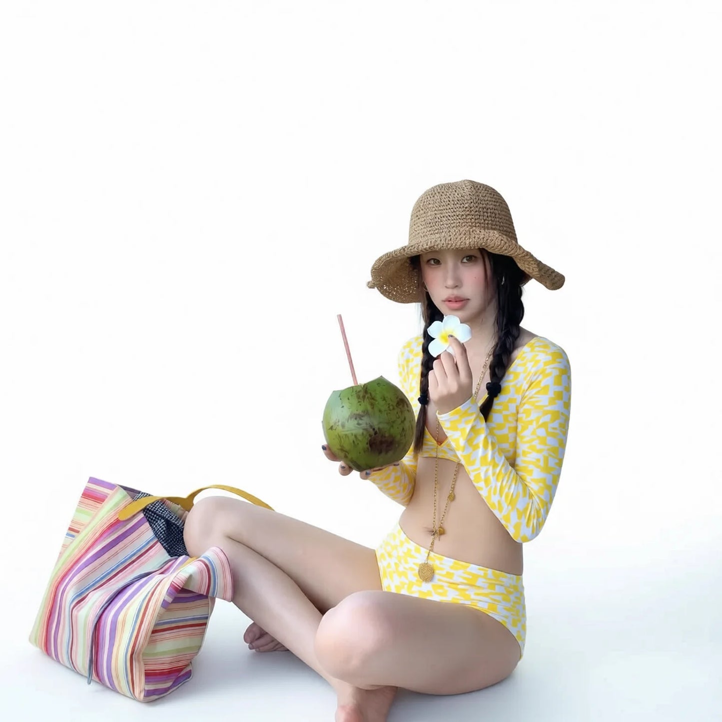 Four Piece Long Sleeve Sun-Protective Swim Co-Ord Set