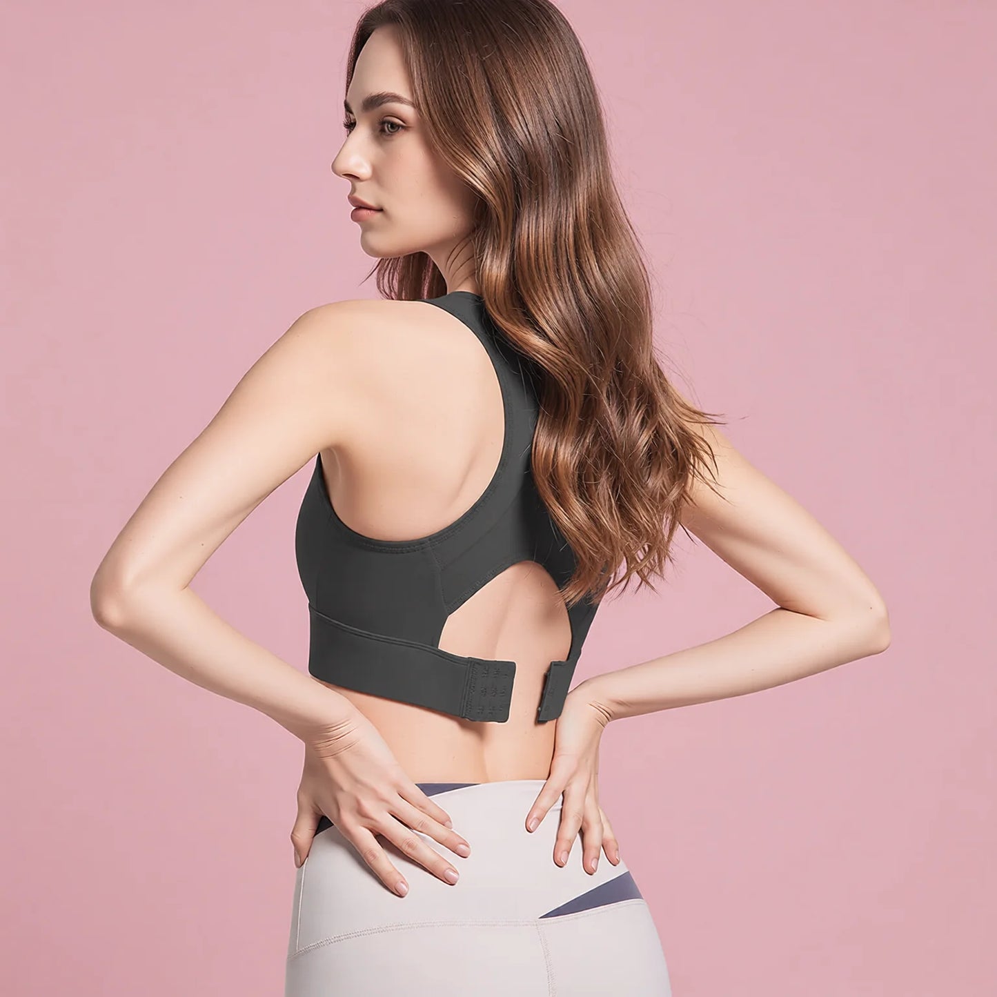 Rose Mesh Backless Sports Bra - Low Impact Support Bra for Yoga Running Fitness