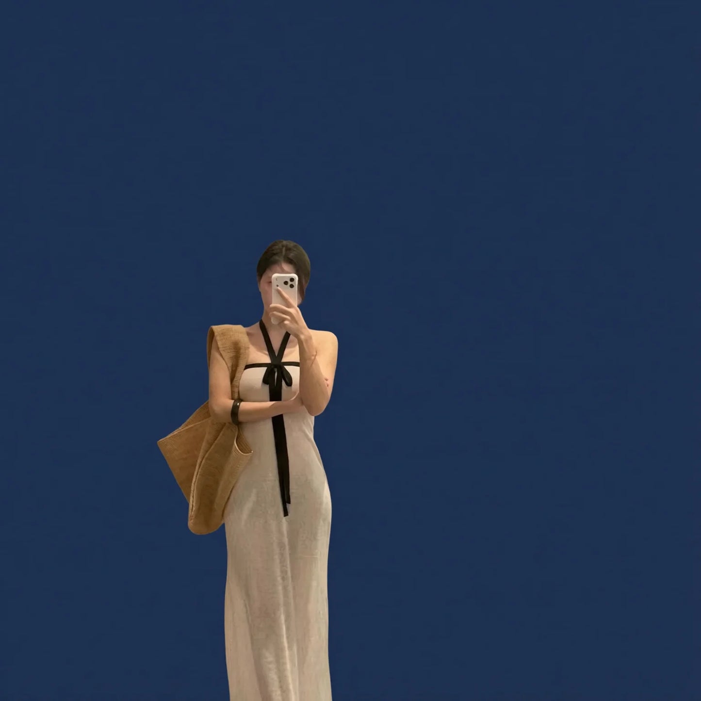 Halterneck Slip Dress Ivory