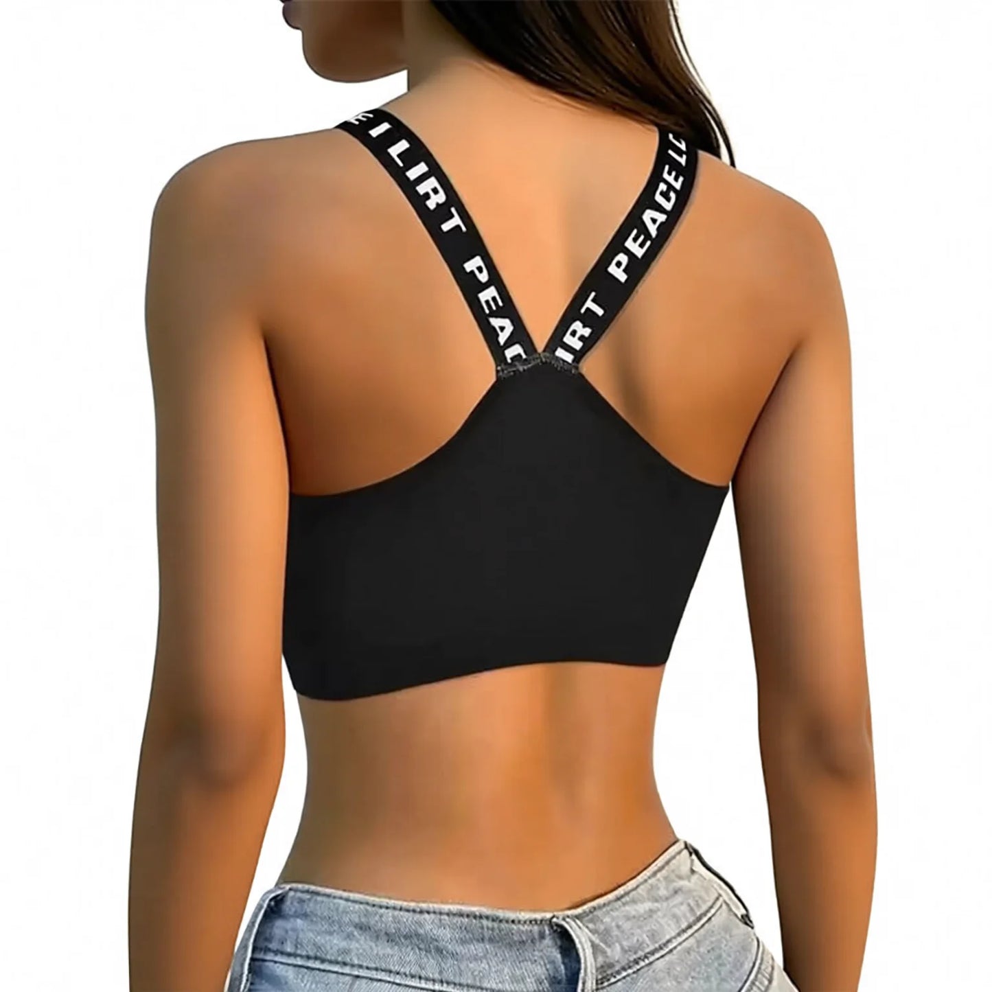 Seamless Sports Crop Top Bra Wide Straps Yoga Fitness Activewear