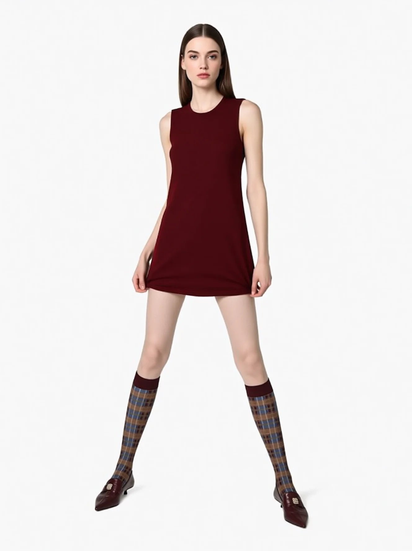 Vintage Plaid Knee High Socks - Slimming Retro Style Calf Socks