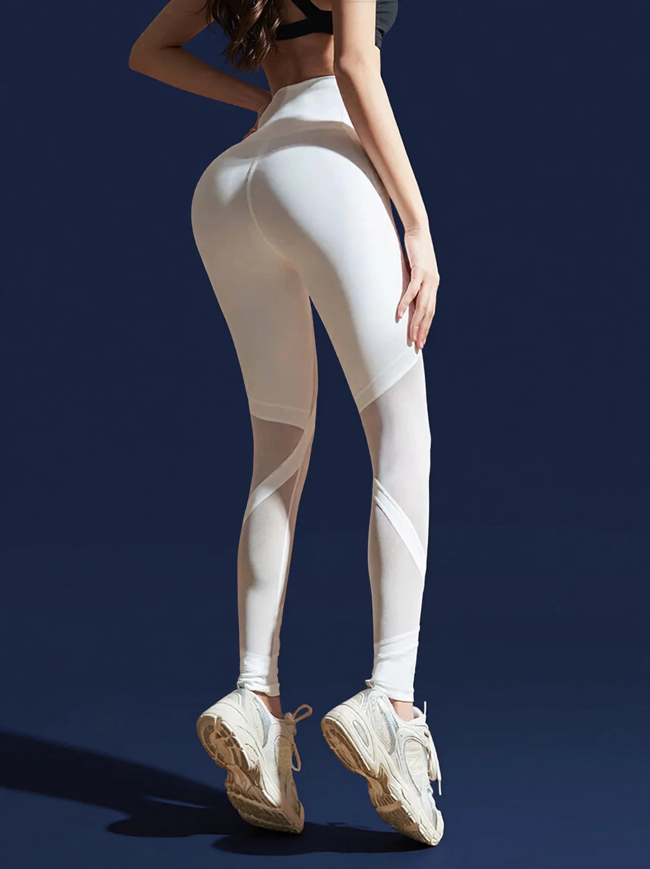 High Waisted Mesh Butt Lift Yoga Leggings with Tummy Control