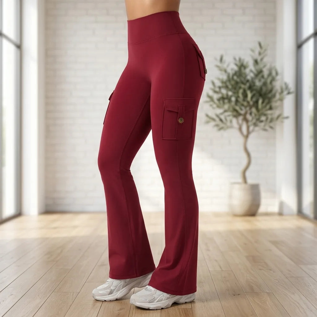 High-Waist Cargo Flare Yoga Pants Multi-Pocket Lift