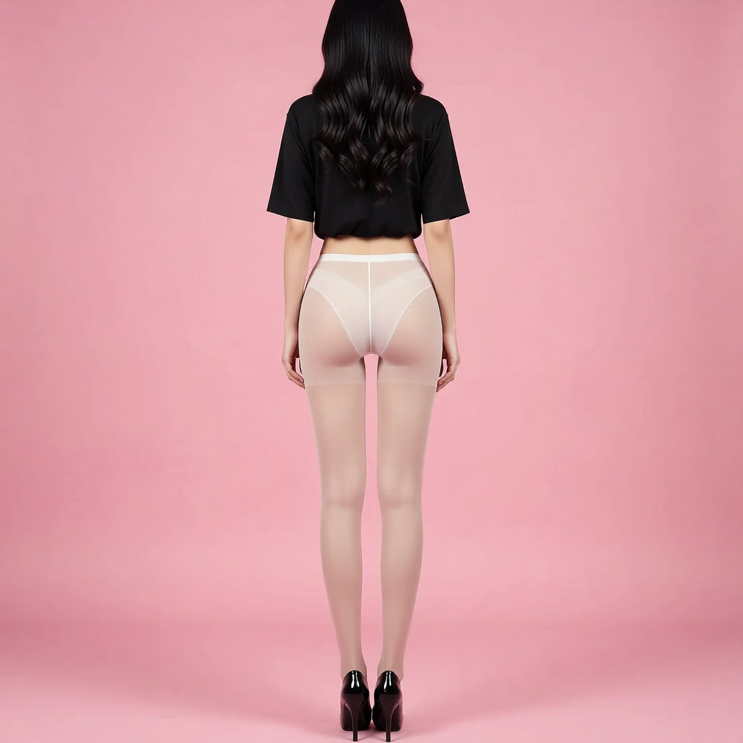 Tear-Away Open-Crotch Black Silk Lingerie & Stockings