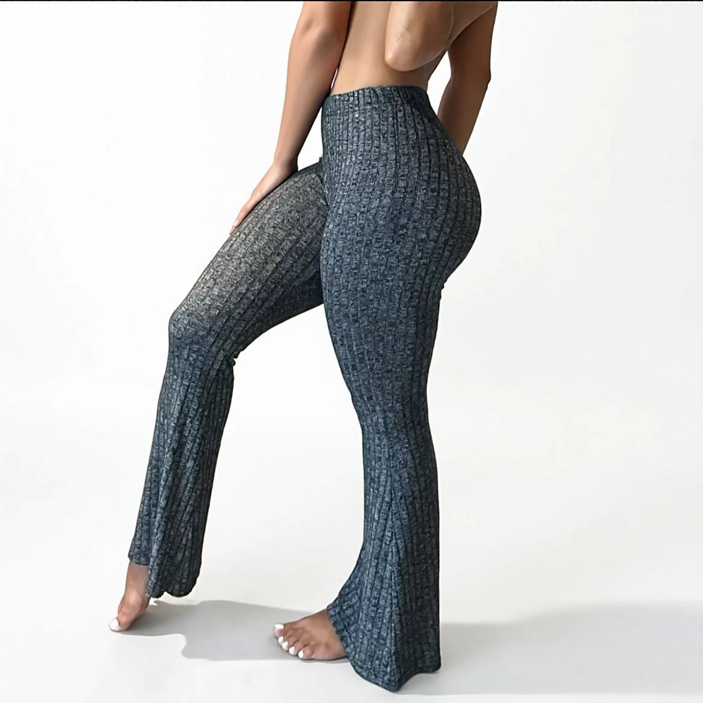 High Waisted Flared Yoga Pants with Butt Lifting Scrunch