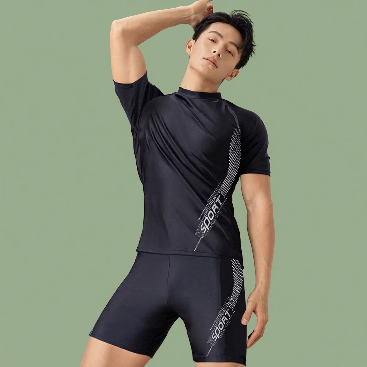 Men's Sportswear Swim Shorts Set - Five Inch Trunks & T-Shirt