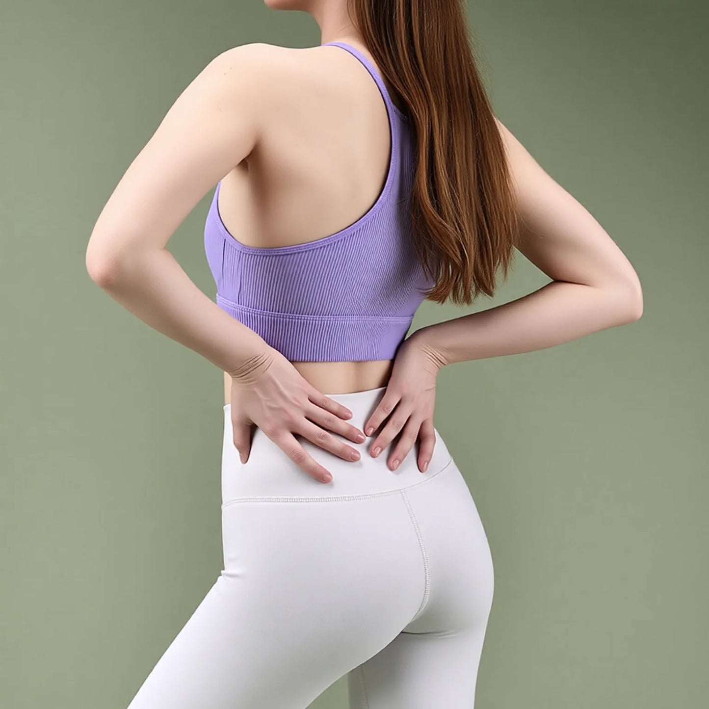 High-support halter sports bra with removable cups, seamless seamless