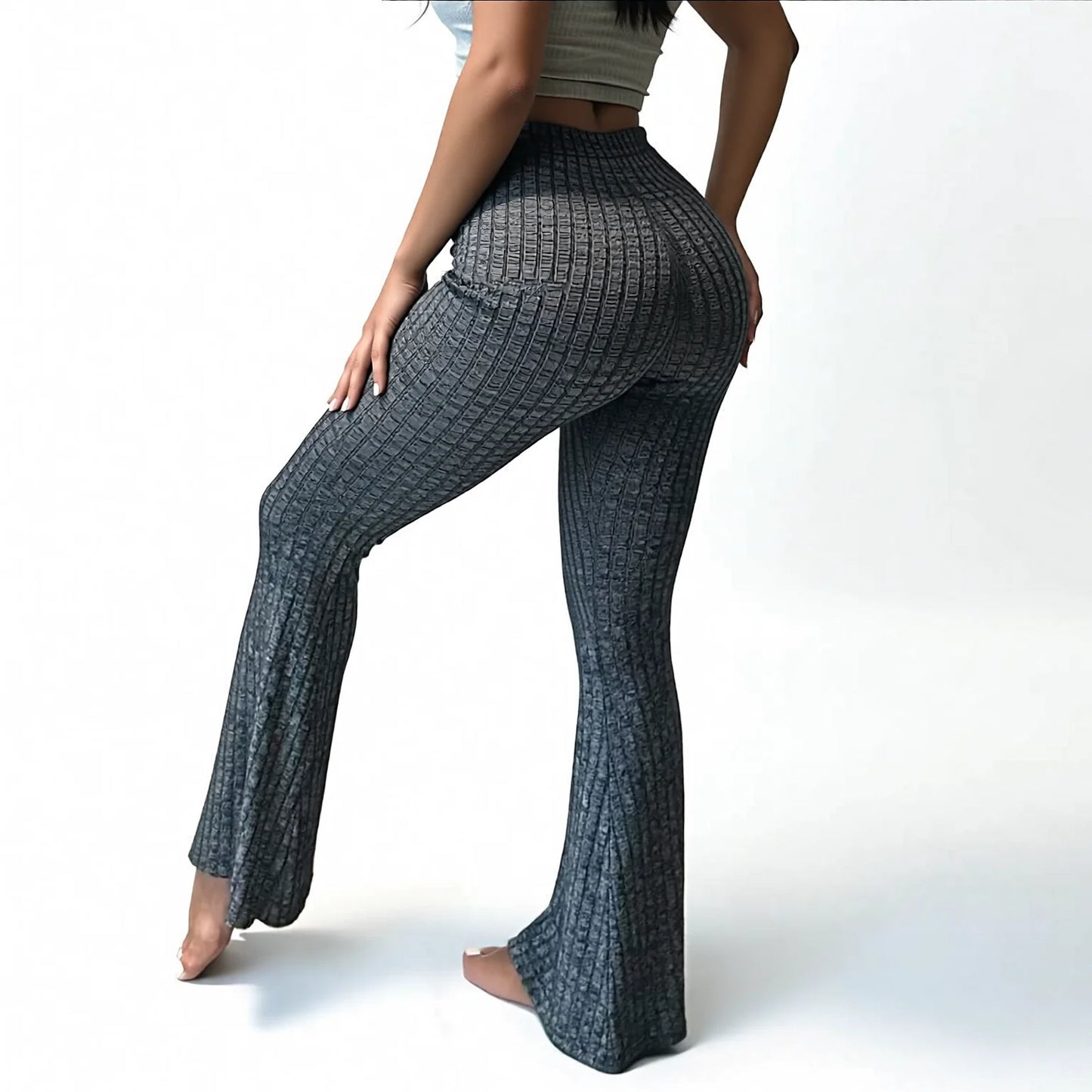 High Waisted Flared Yoga Pants with Butt Lifting Scrunch
