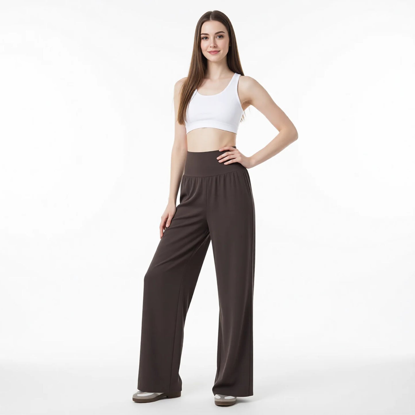 High Waisted Wide Leg Yoga Pants Women Loose Drape Slimming