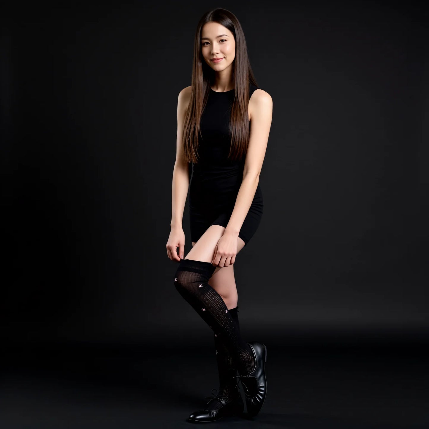 Lace Trim Floral Mesh Knee High Socks for Women