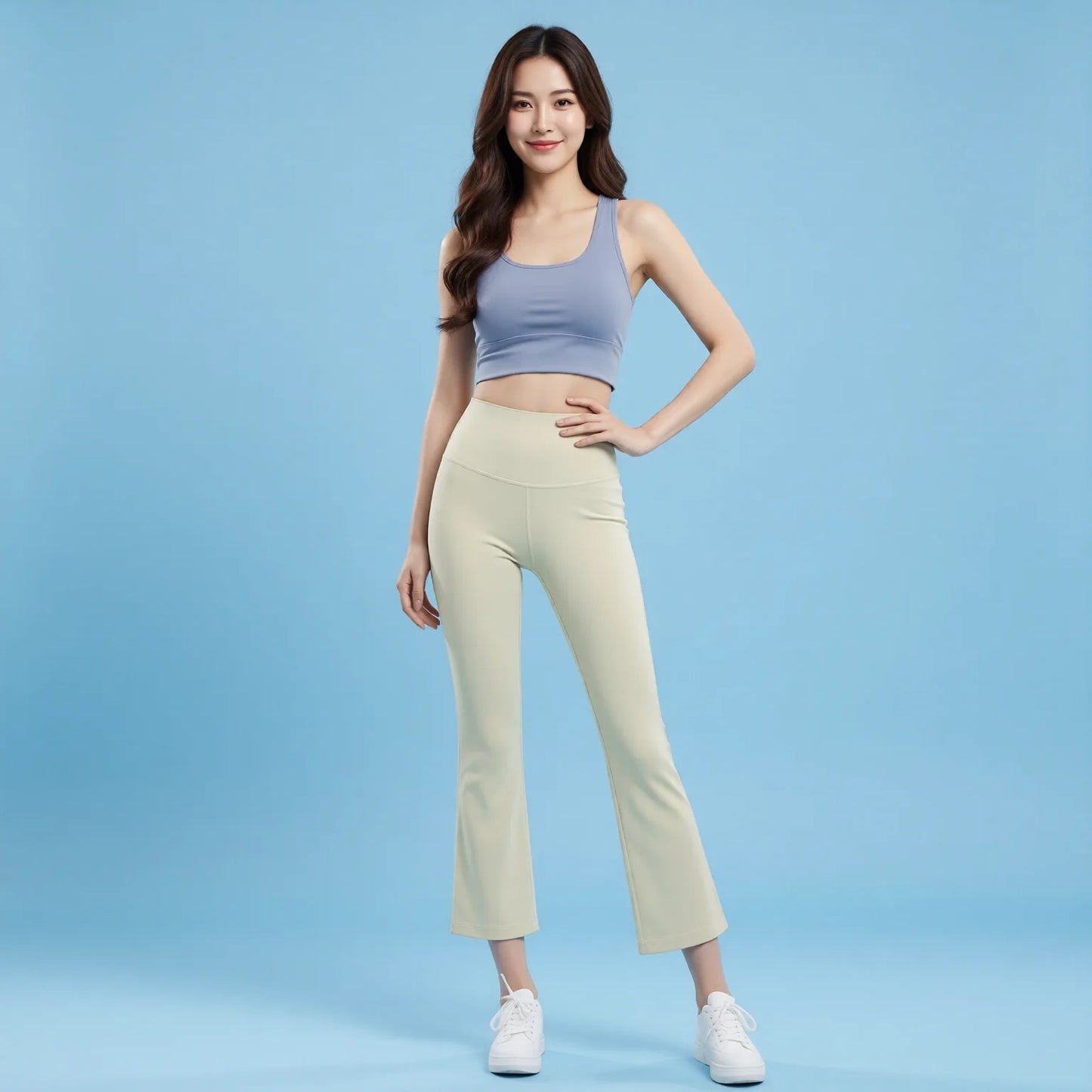 High Waisted Flared Yoga Pants Women - Cropped Micro Flare Fitness Leggings