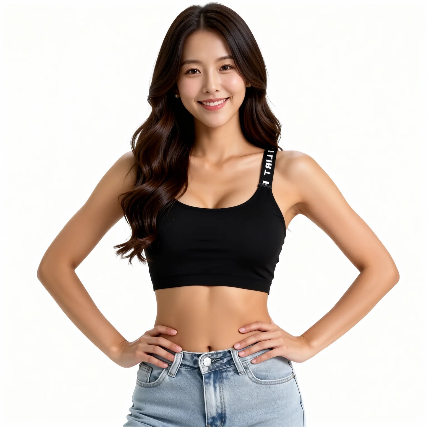 Seamless Sports Crop Top Bra Wide Straps Yoga Fitness Activewear