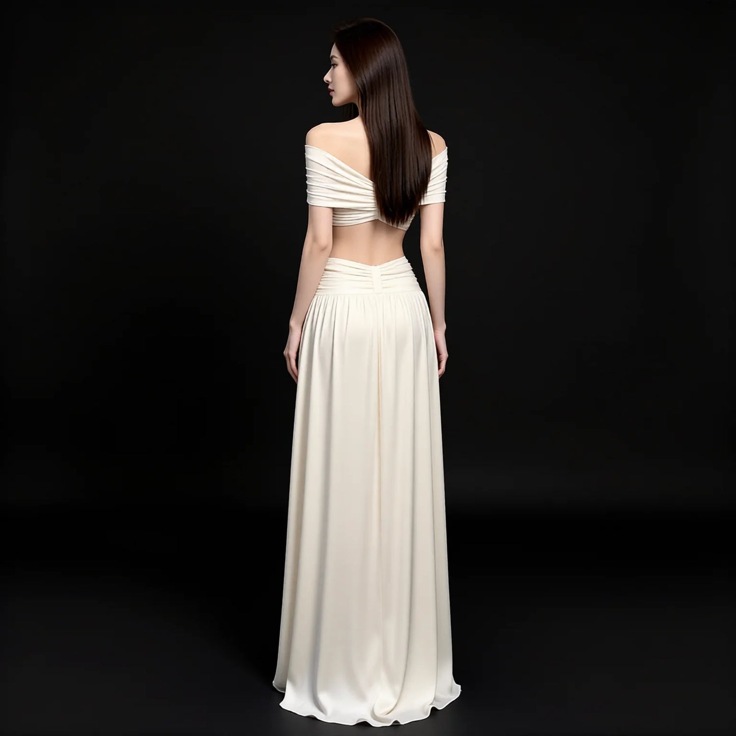 atmosphere pure desire white one-shoulder bikini beach resort high-waist sheer long skirt