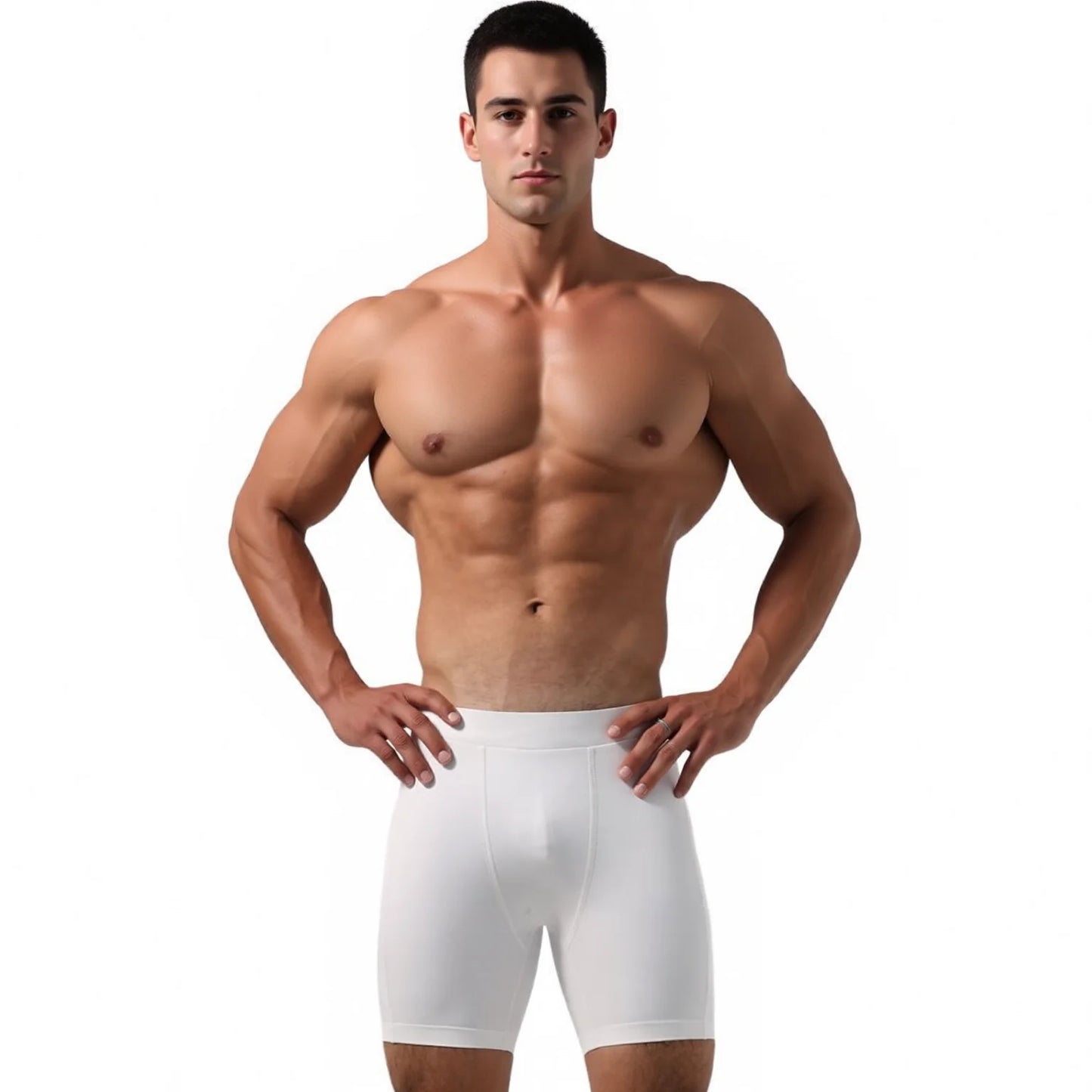 Men's Ultra-Stretch Compression Shorts with Pockets - Charcoal Grey, Black, White