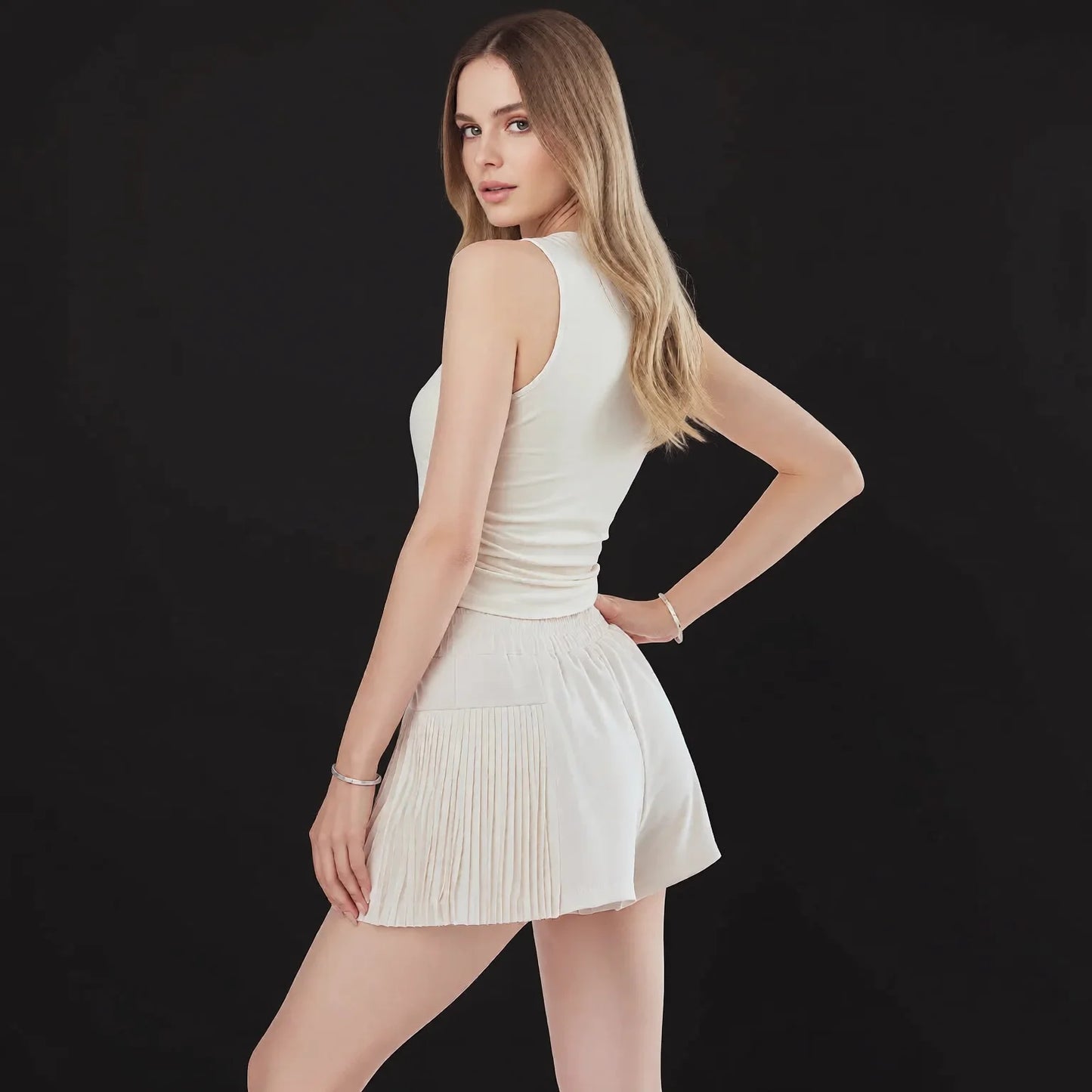 Wide Leg Pleated Shorts - Summer Lounge Activewear