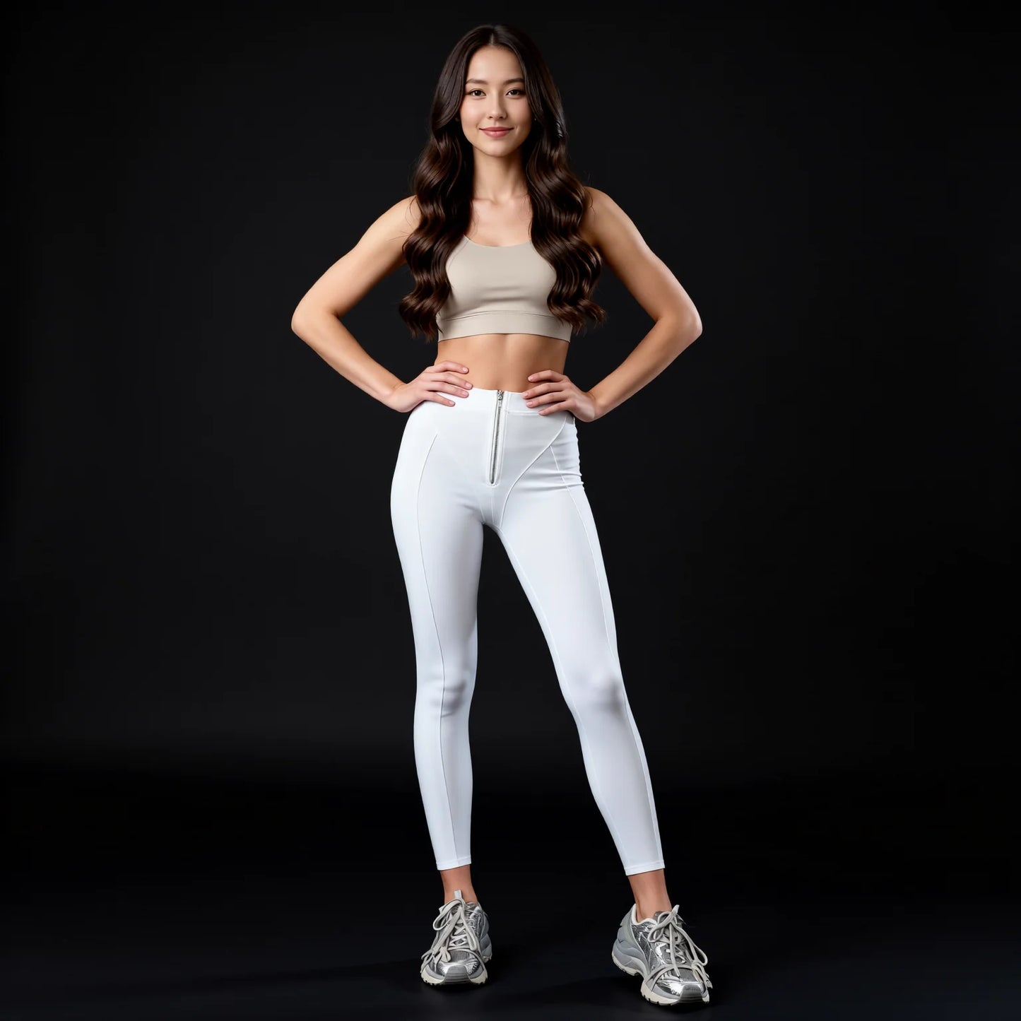 High Waisted Zipper Leggings Butt Lifting Compression Yoga Pants