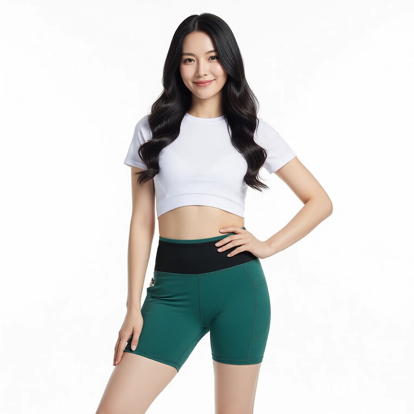 High Waisted Yoga Shorts with Pockets Women Compression Butt Lift Athletic Shorts