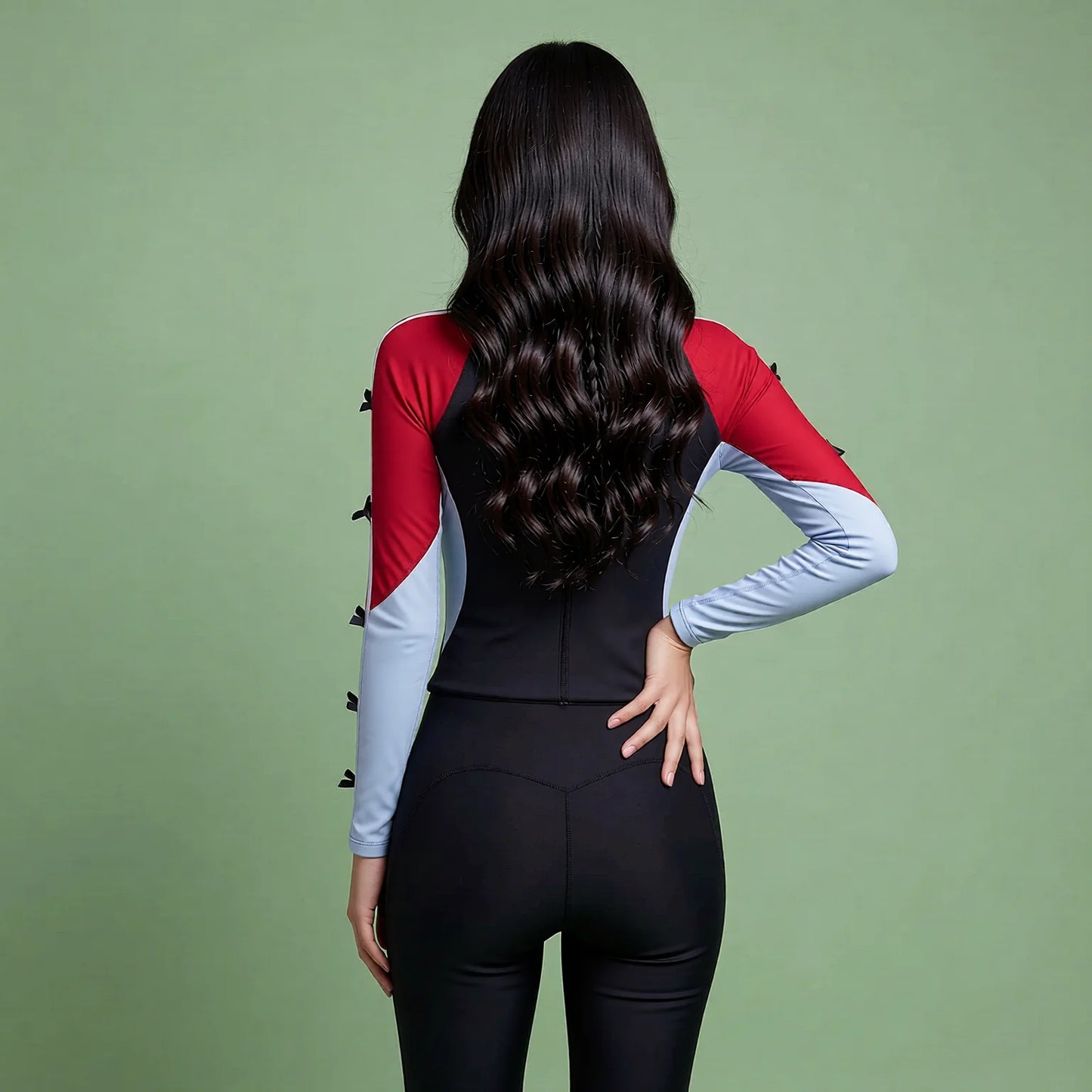 Long Sleeve Zipper Swimsuit - High Neck Modest Rash Guard Swimwear