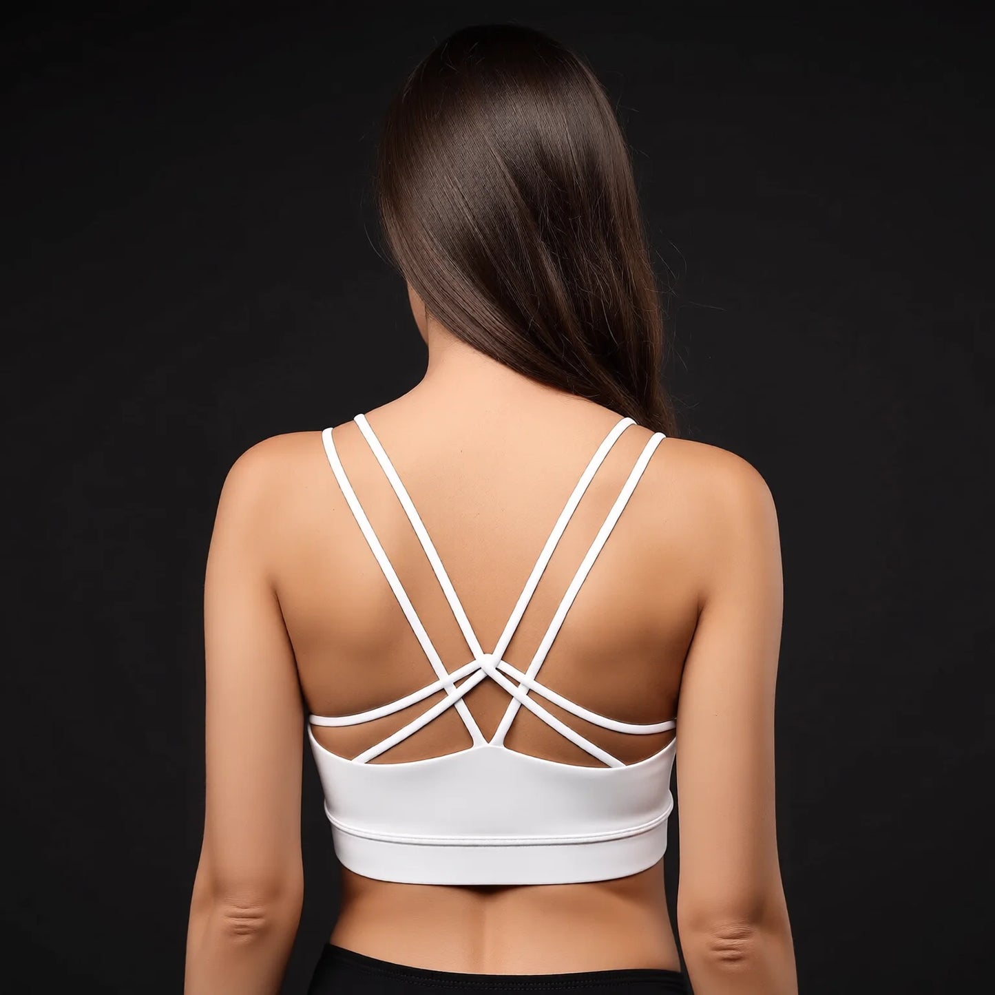 Sports bra with chest pad, bare-feel back, thin straps