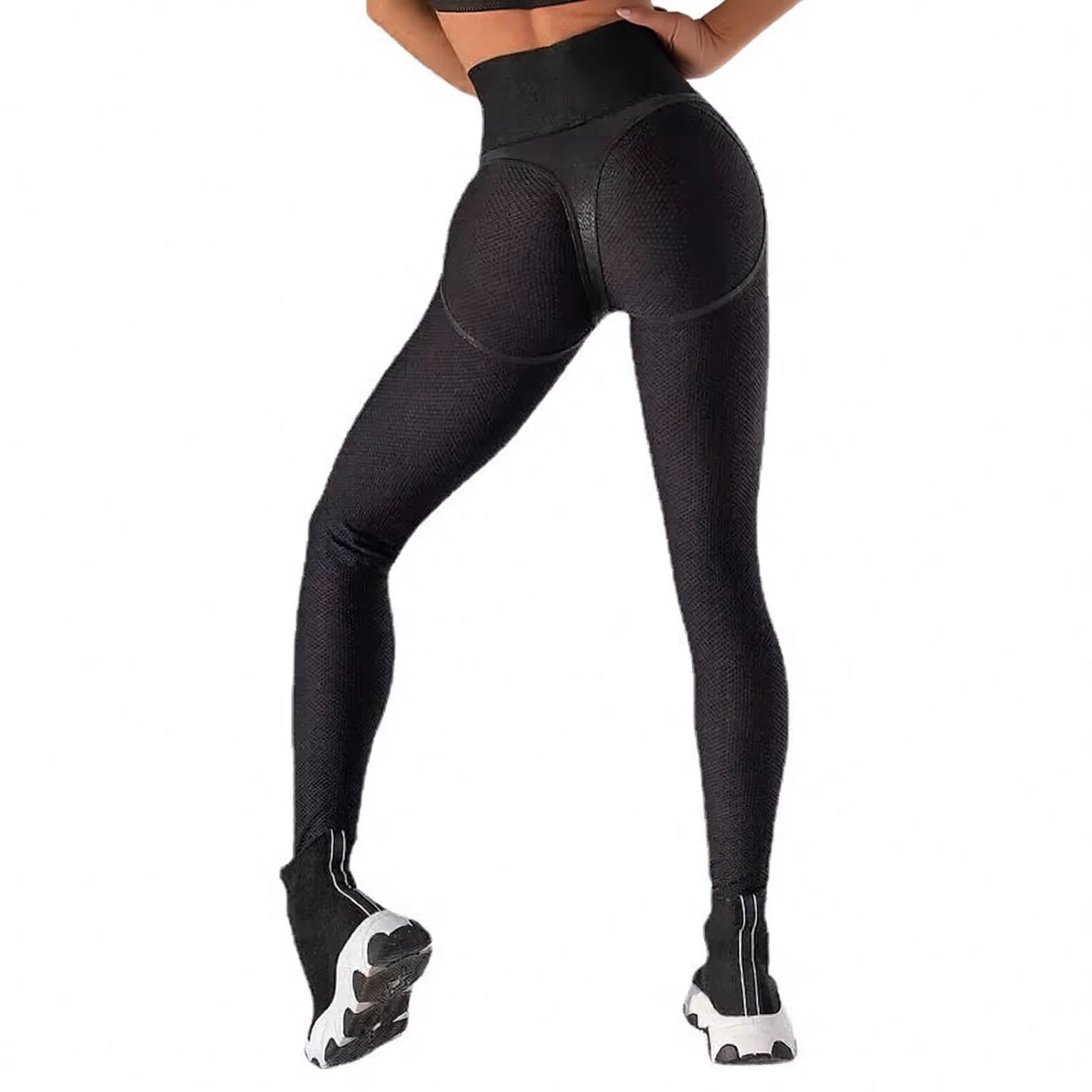 High Waist Snake Print Butt Lifting Leggings Black Yoga Gym Tights