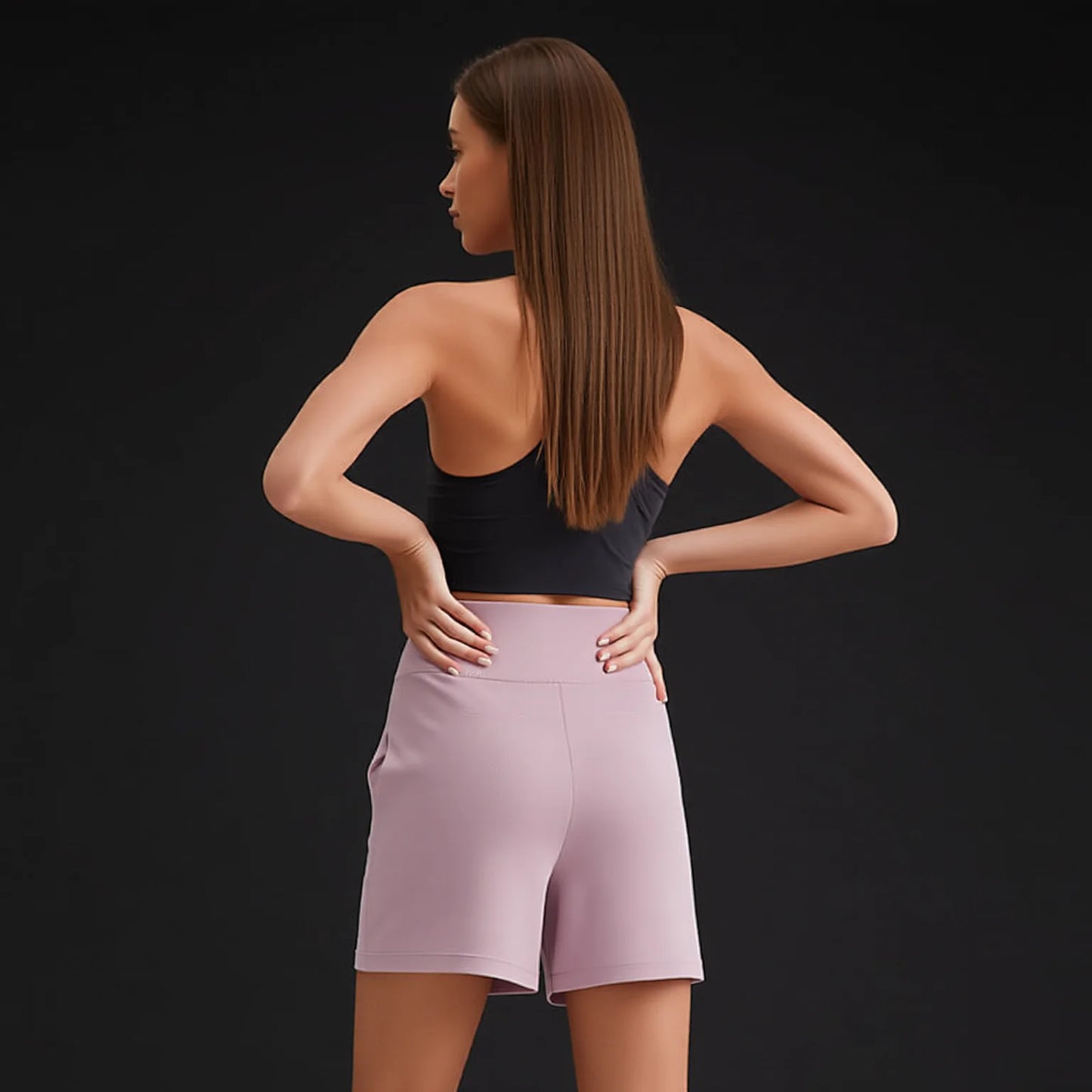 Nude Feel Yoga Shorts High Waist Pockets Quick Dry Breathable