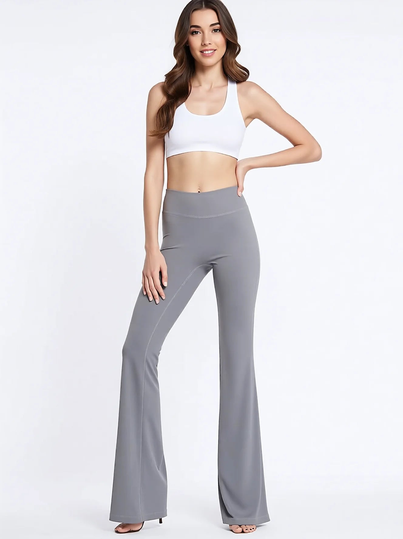 High Waisted Flared Leggings with Pockets and Butt Lift